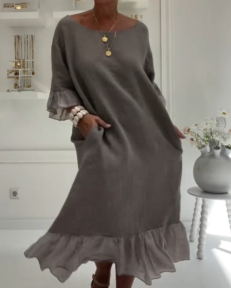 Kjole Ruffle Lomme Casual