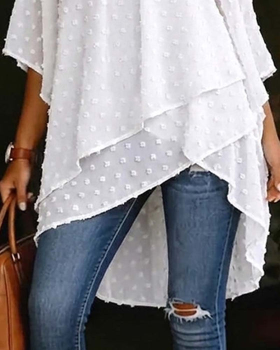 Bluse Tredimensionel Blomstret Enskuldret
