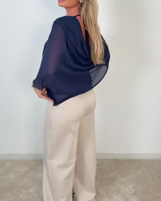 Bluse Klokkeærme Rund Hals