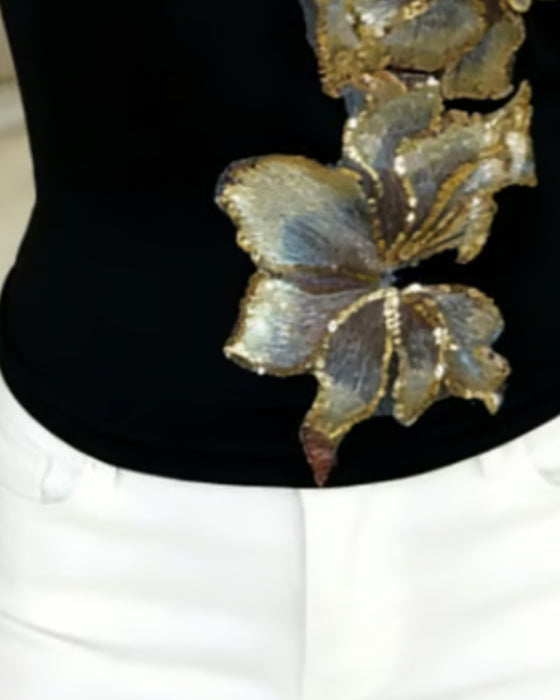 Cami Top Stroppet Stor Blomstret Tryk