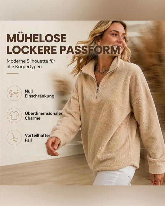 Sweatshirt Lynlås Lille Stående Krave Pullover