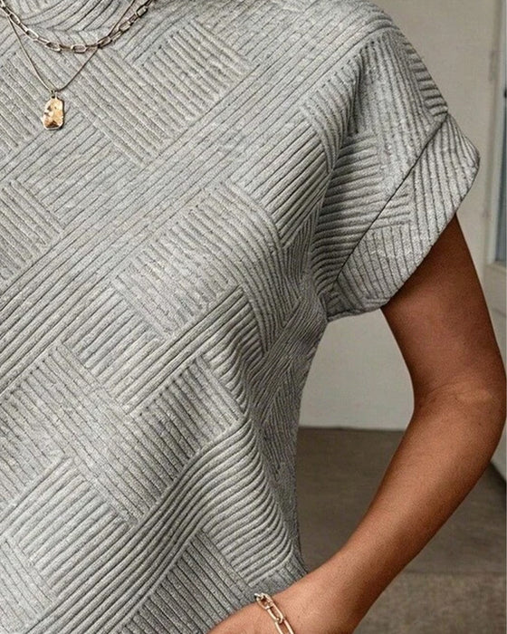 Bluse Ensfarvet Rundhalset