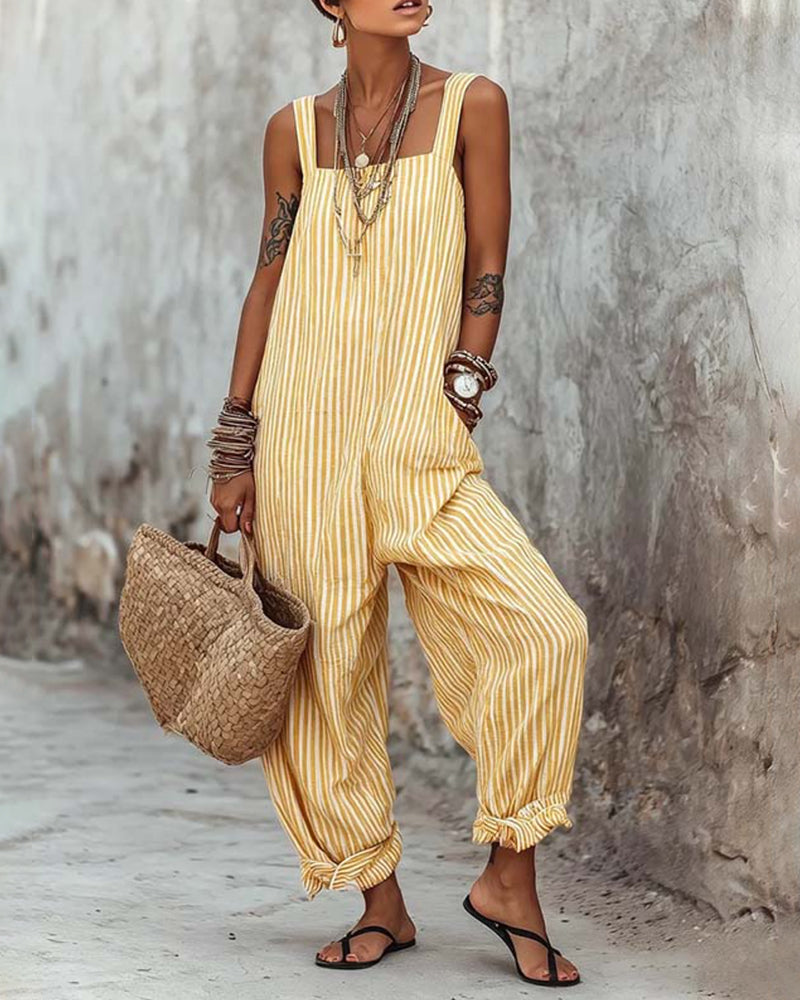 Jumpsuit Bred Strop Stribede Overall