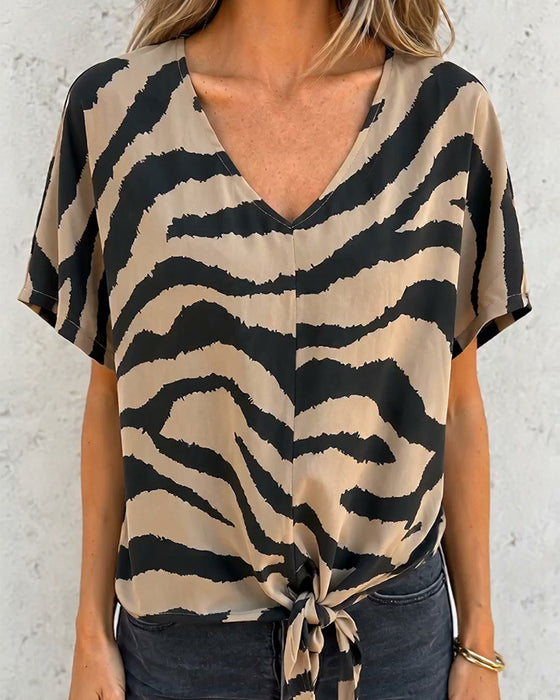T-shirt Elegant Zebra V-Hals
