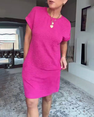 Kjole afslappet kortærmet rund halsudskæring
