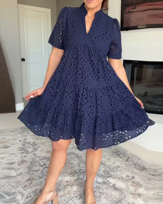 Kjole Stående Krave Udskåret A-Linje