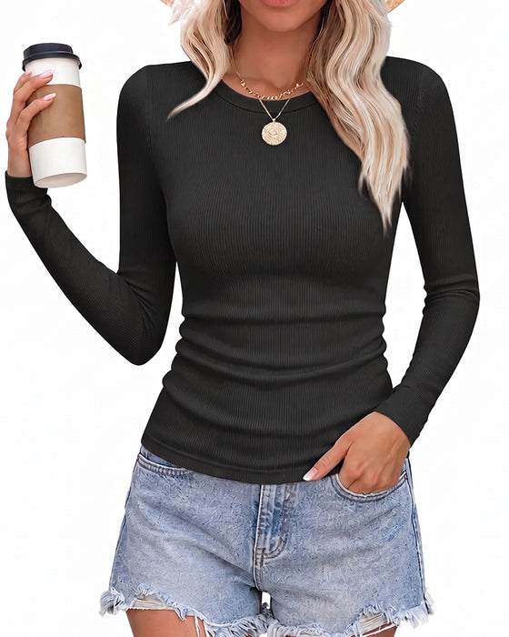 Top Slim Fit Langærmet Runde Hals