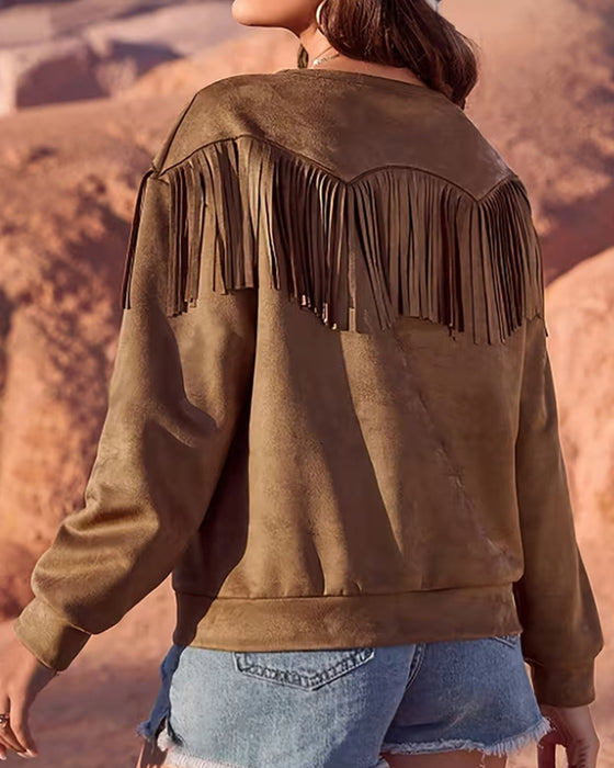 Langærmet Top I Enfarvet Med Crewneck