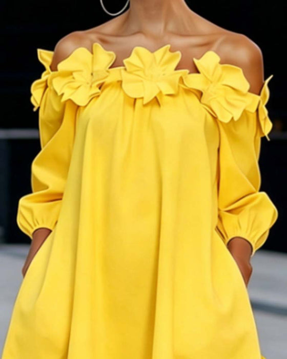 Kjole Off-Shoulder Blomstret Accent