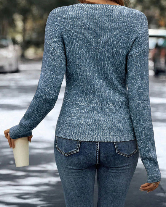 Sweater Elegant V-Hals Rynket