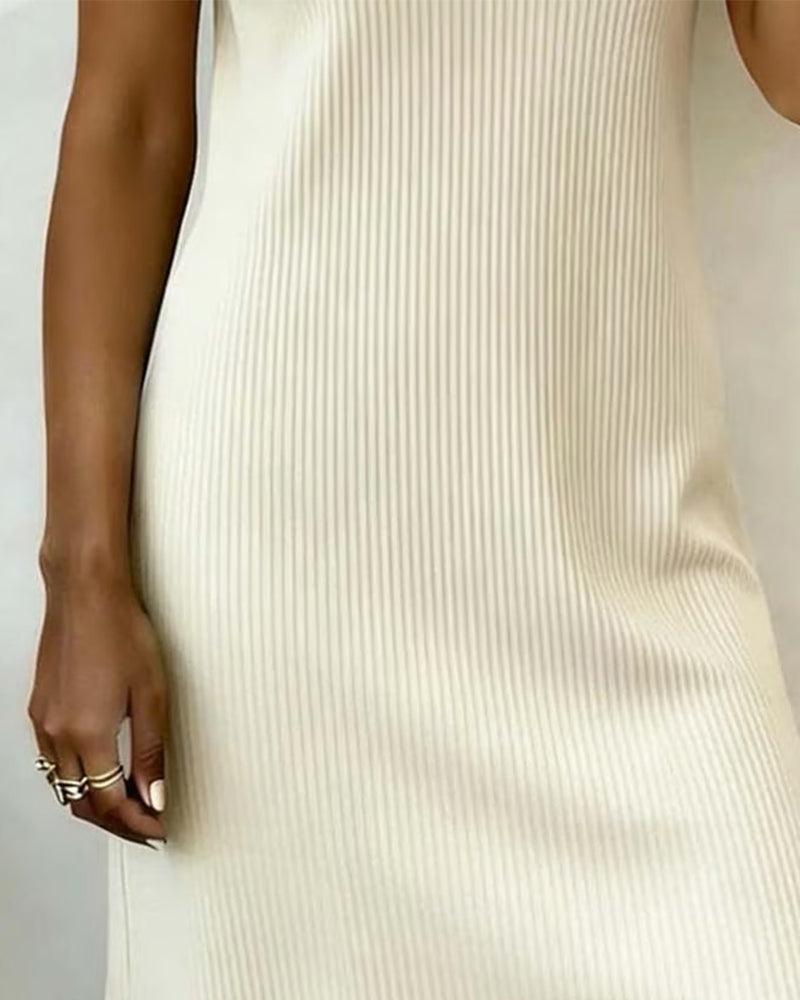 Kjole Stilfuld Rund Hals Knapper Ned Lige