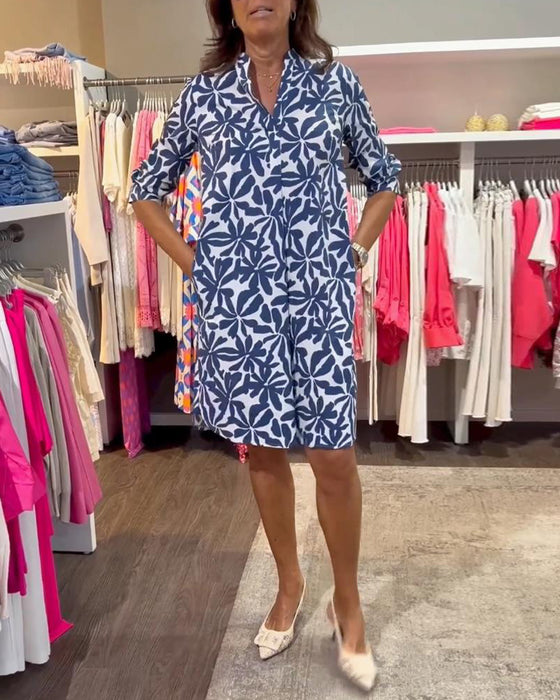 Afslappet shift kjole med print