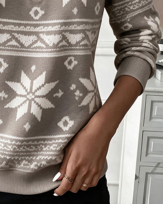 Sweatshirt Tryk Halv Lynlås Ståkrage