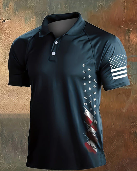 T-Shirt Krave Stjerner Og Streger Kort Ærme
