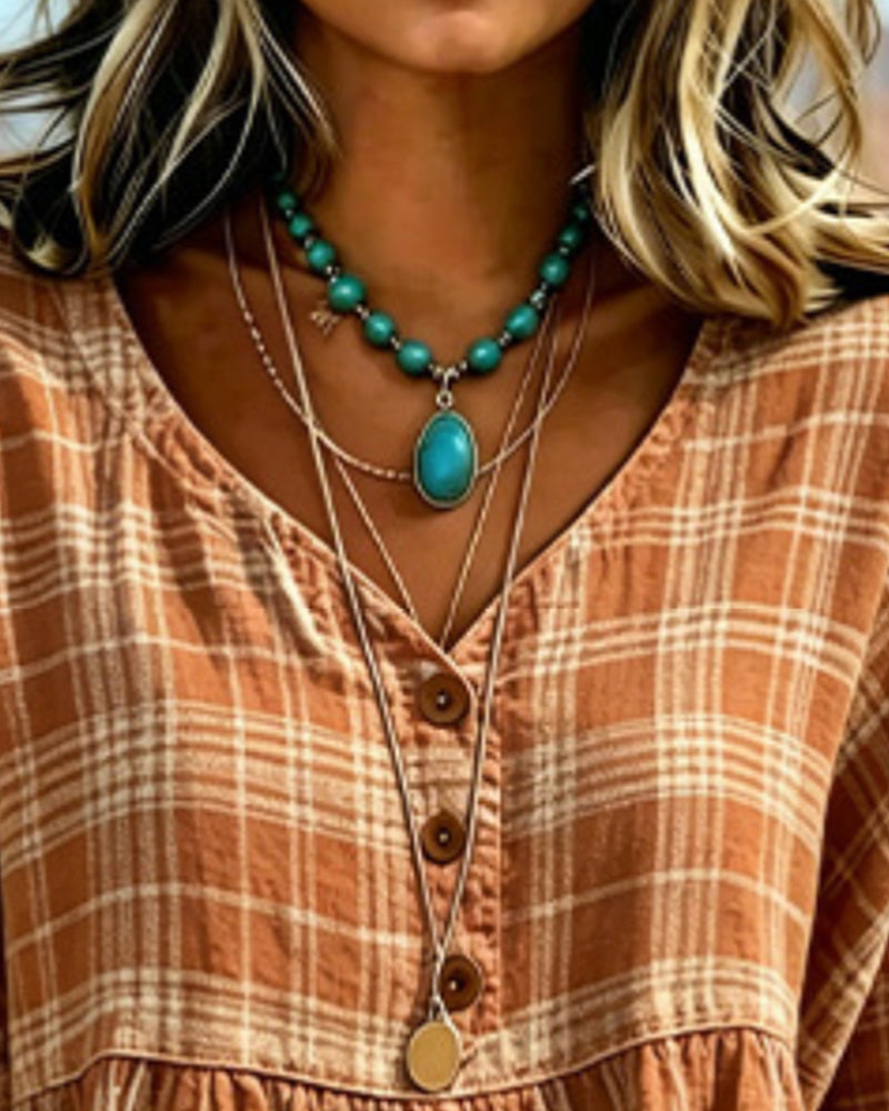 Bluse Vintage ternet V-Hals
