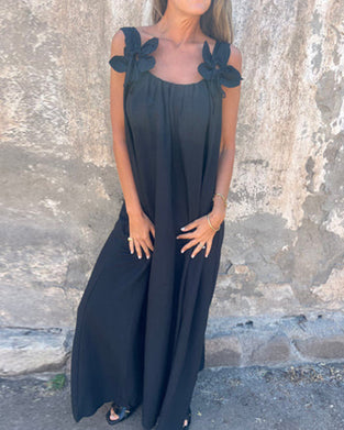 Kjole Ærmeløs Ensfarvet Fashion Lang
