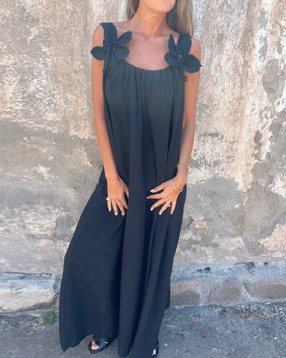 Kjole Ærmeløs Ensfarvet Fashion Lang