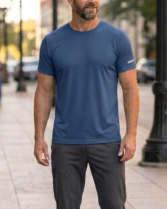 Herre T-Shirt Ensfarvet Korte Ærmer Atletisk