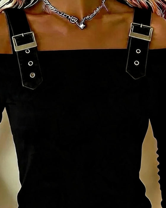 Top Lang Ærme Off-Shoulder Kamisol
