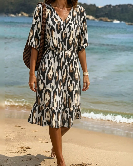 Afslappet Kjole A-Linje Leopardprint