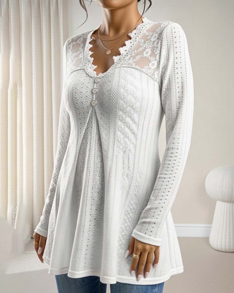 Top Blonder V-hals Knapning