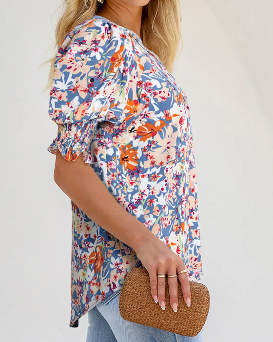Bluse Elegant Lille Blomstertryk