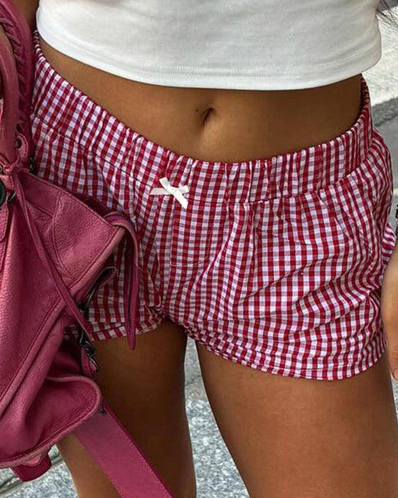 Shorts casual med ternet elastik
