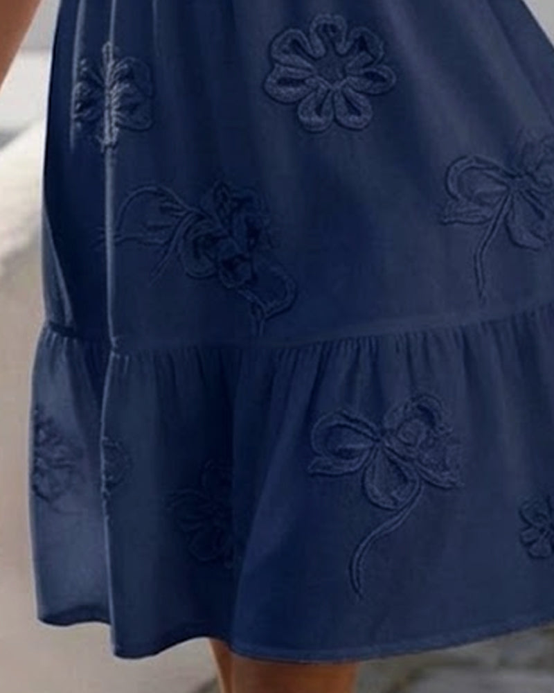 Kjole Puf Kort Ærme Blomstret