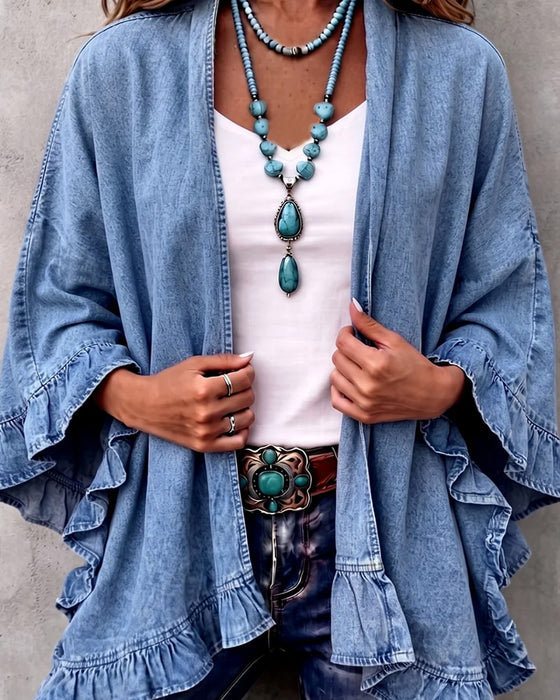 Frakke Denim Ruffle Løs