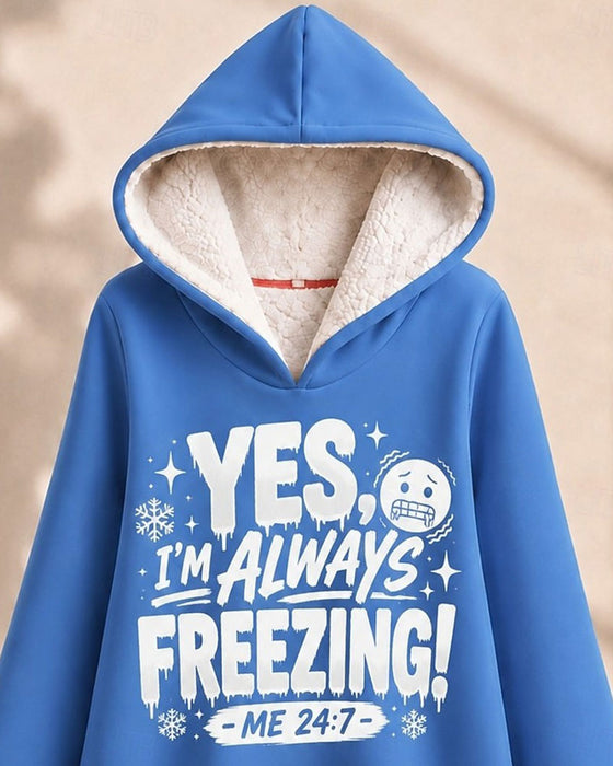 Hoodie Fleeceforet Bogstavtryk Lang Model