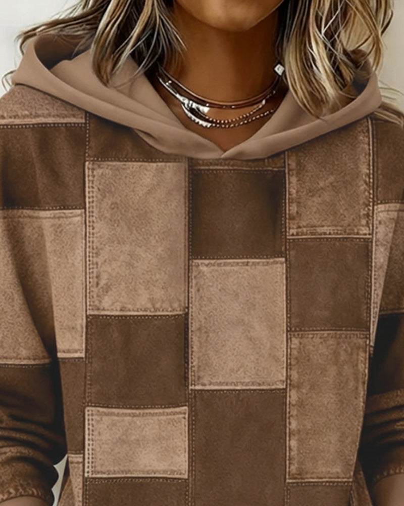 Stilfuld Ternet Hættetrøje Med Lange Ærmer