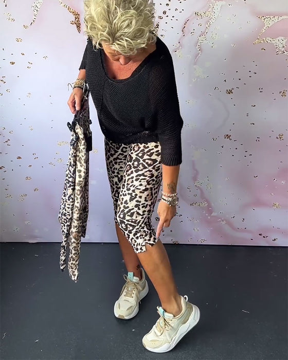 Slim fit leopardprint pedal pants