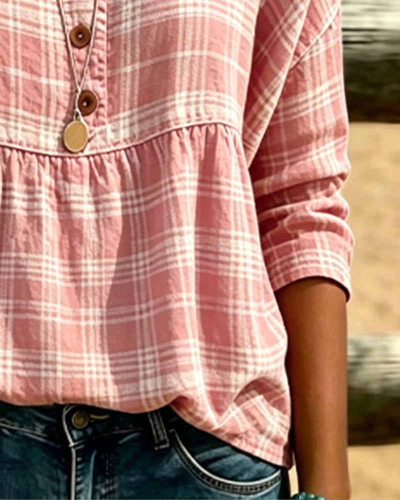 Bluse Vintage ternet V-Hals