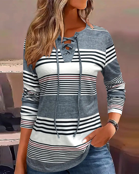 T - Shirt Med Stribeder For Casual Dragt
