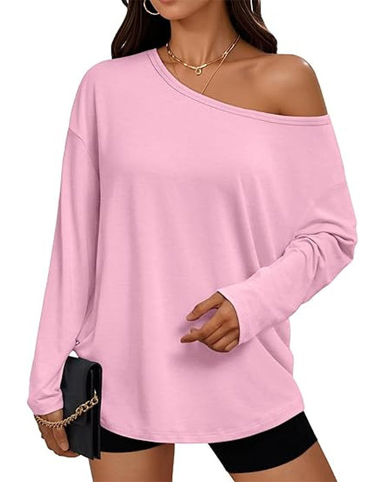 T-Shirt En-Skulder Solid Lang Ærme