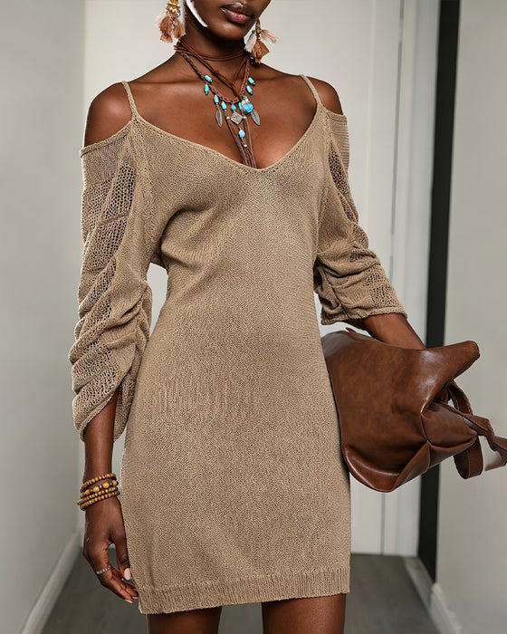 Sweaterkjole Kamisol Off-Shoulder Strikket