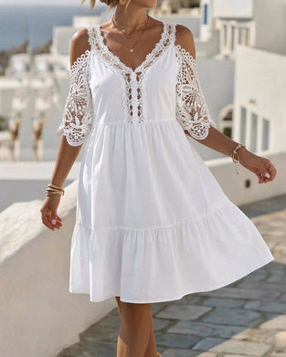 Kjoler Blonder Off-Shoulder Lagdelt Kort
