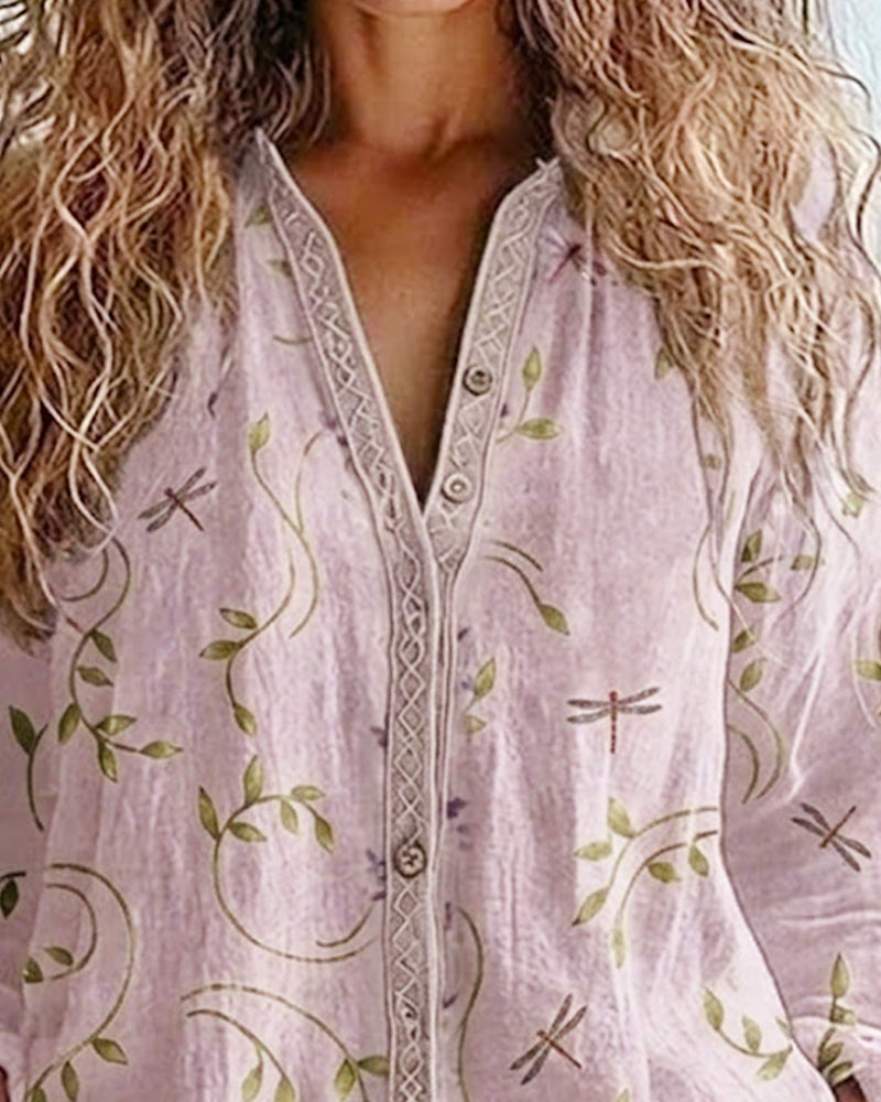 Bluse Guldsmed Broderi V-Hals