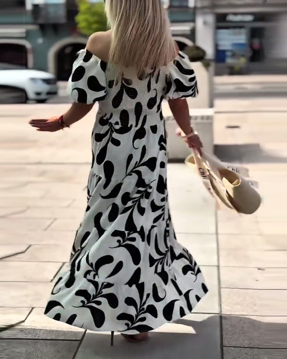 Kjole Elegant Off-Shoulder Printet