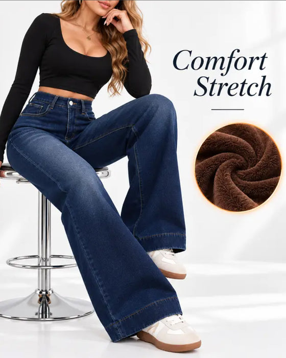 Fleeceforede wide-leg jeans