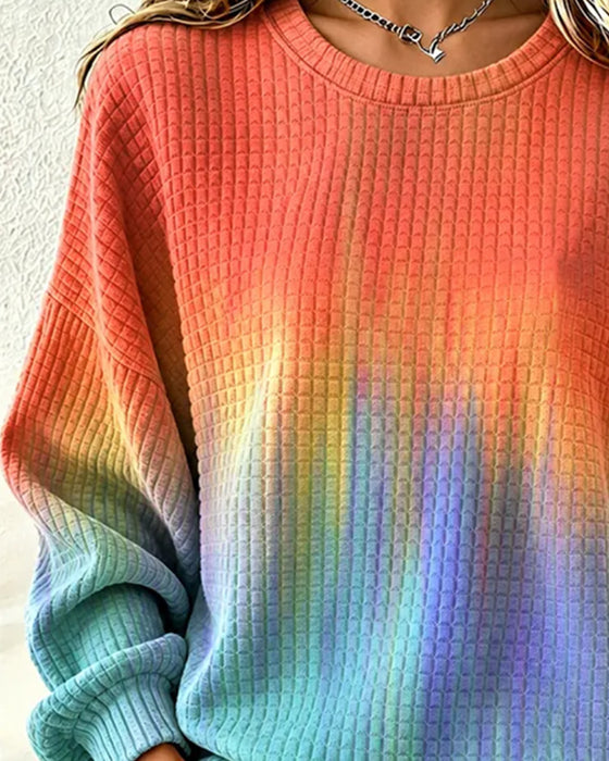 Sweatshirt Gradient Tie-Dye Afslappet Rund Hals