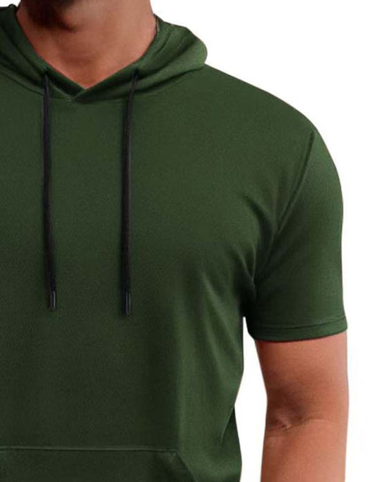 T-Shirt Hætte Hurtig Tør Kort Ærme