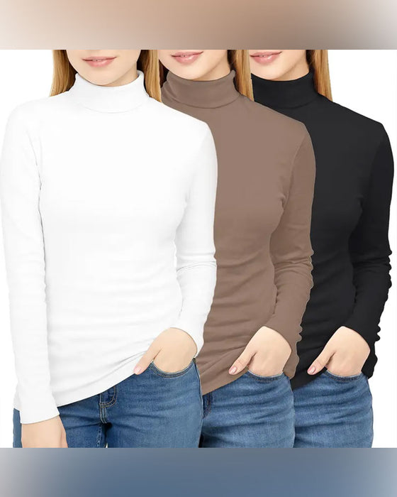 Top Ensfarvet Halv Turtleneck Base