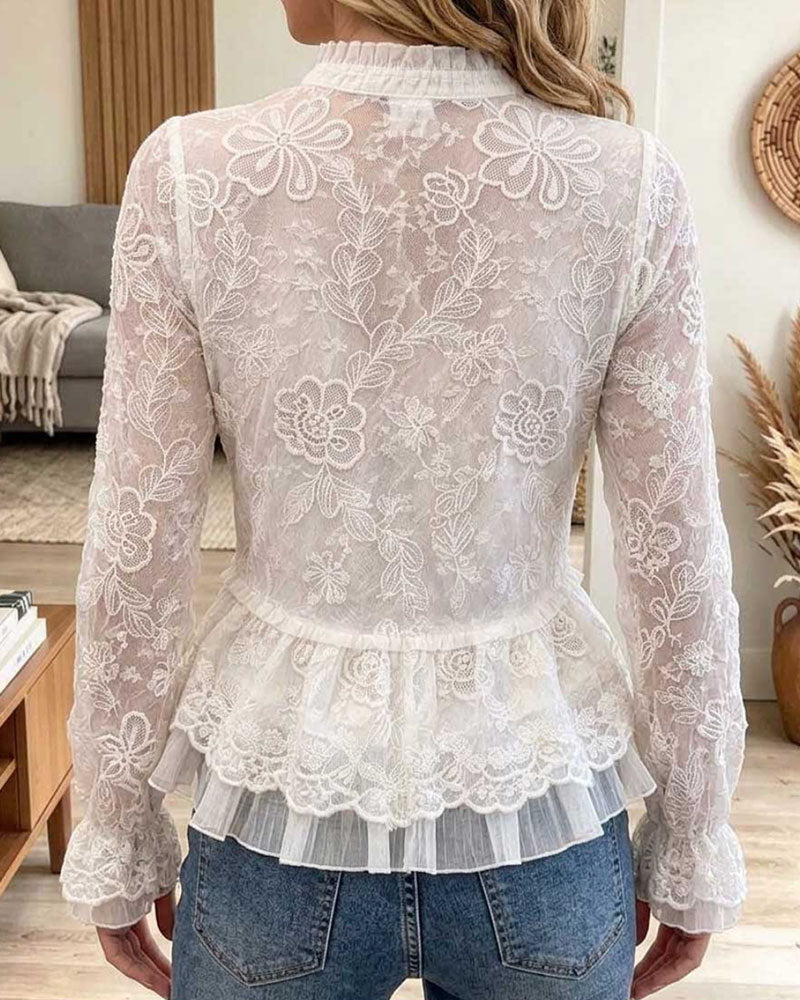 Bluse Rynket Slim Pasform Vifteformet