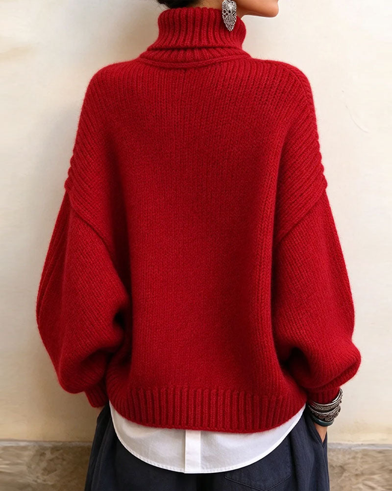 Pullover Vintage Knude Knap Turtleneck Mode