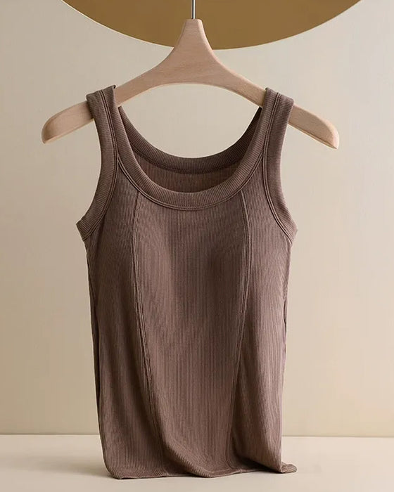 Cami‑Top Solid Farve Med Indbygget Bh