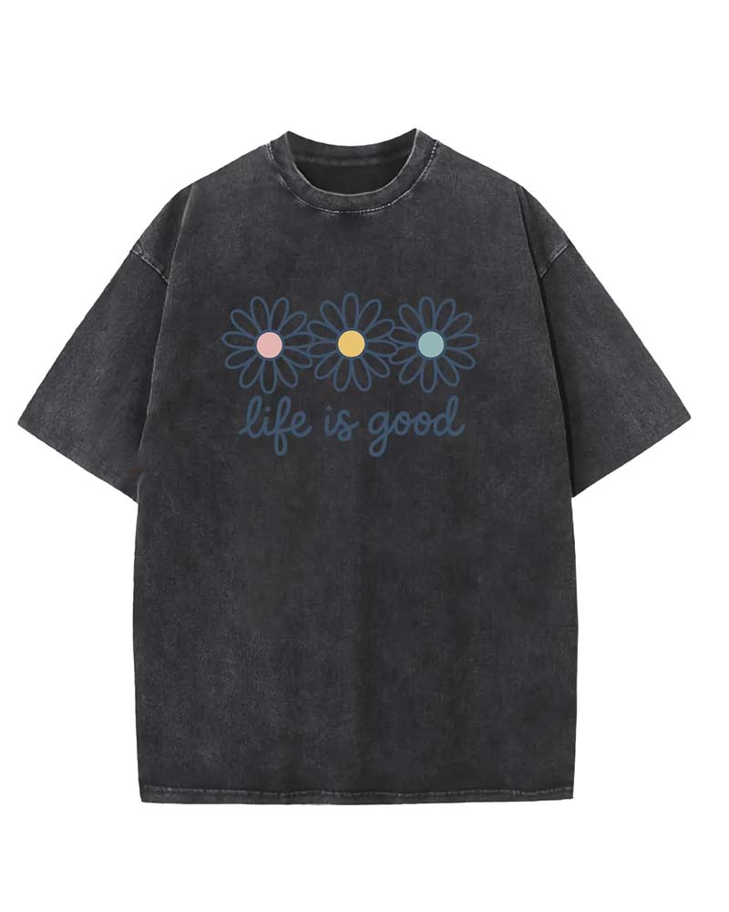 T-Shirt Tusindfryd Tryk Afslappet Slidt