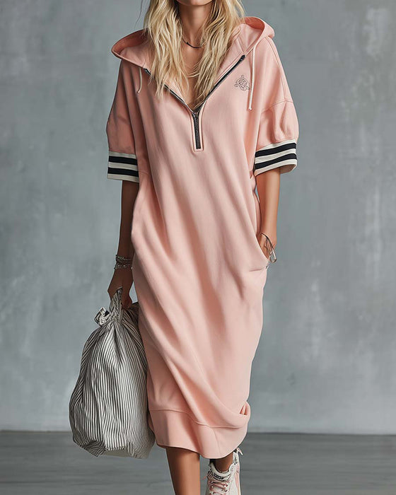 Kjole Kortærmet Hætte Sweatshirt