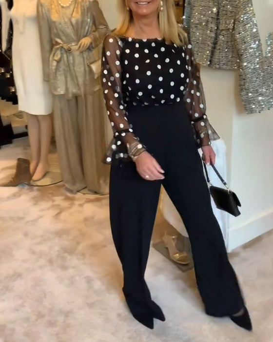 Bluse Casual Gennemsigtig Polkaprikker