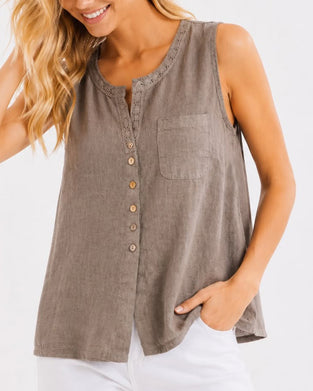 Tank Top Casual Knap Ærmeløs